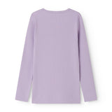 Langærmet modal ribstrikket t-shirt til børn i lila nuance