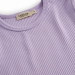Langærmet modal ribstrikket t-shirt til børn i lila nuance