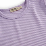 Langærmet modal ribstrikket t-shirt til børn i lila nuance