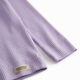 Langærmet modal ribstrikket t-shirt til børn i lila nuance