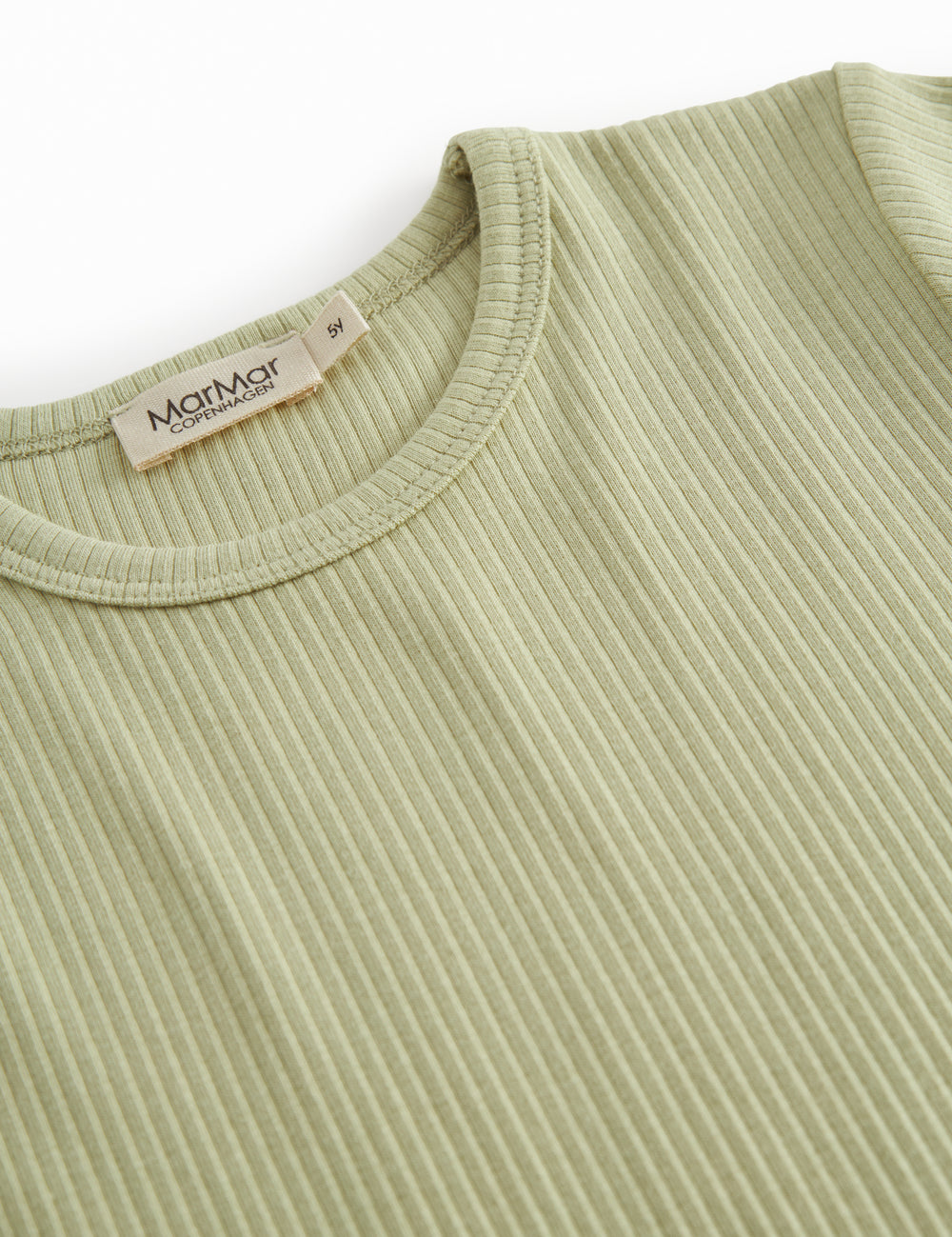 Lysegrøn ribstrikket modal t-shirt til børn
