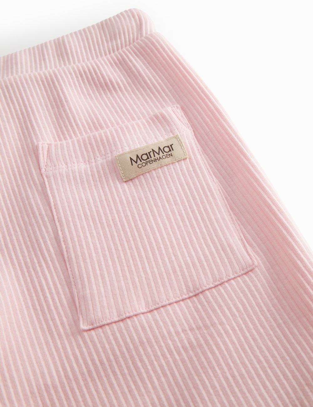 Lyserøde ribstrikket modal shorts med bindebånd til børn