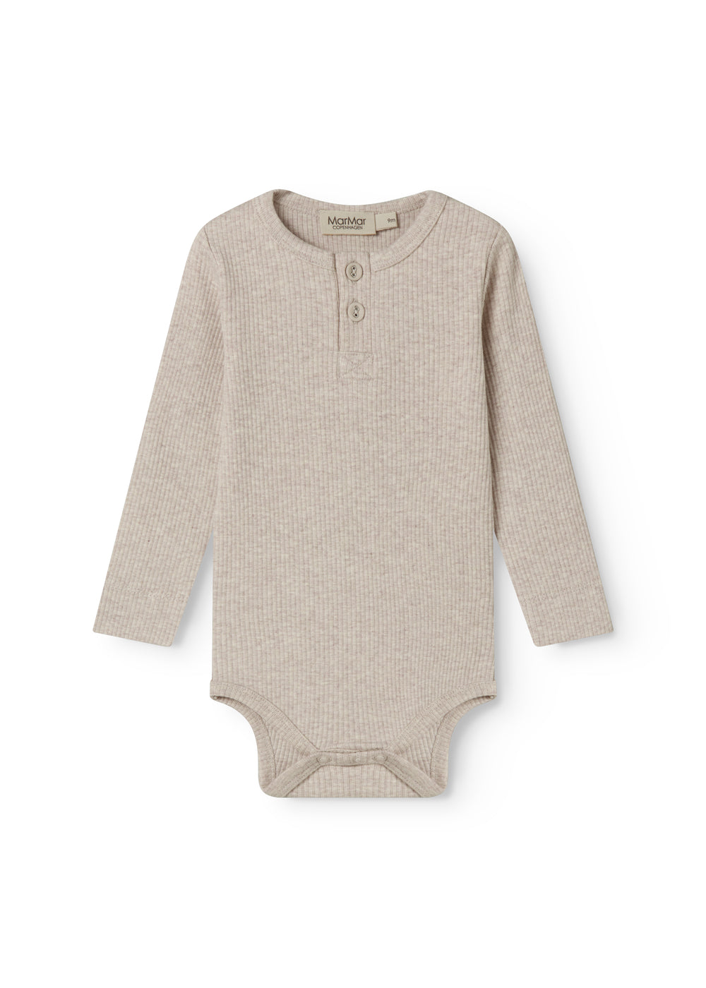 Langærmet baby modal bodystocking med stolpe knaplukning