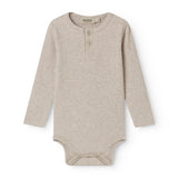 Langærmet baby modal bodystocking med stolpe knaplukning