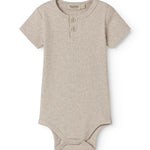 Kortærmet baby modal bodystocking med stolpe knaplukning