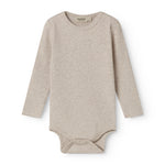 Beige langærmet modal baby bodystocking