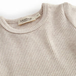 Beige kortærmet modal baby bodystocking