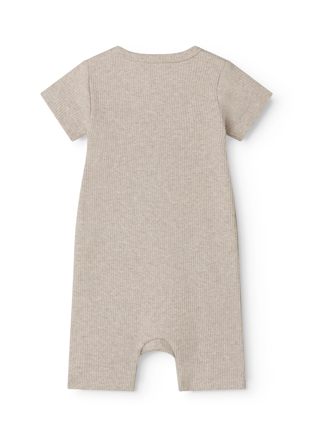 Kortærmet beige baby modal romper med korte ben