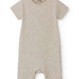 Kortærmet beige baby modal romper med korte ben