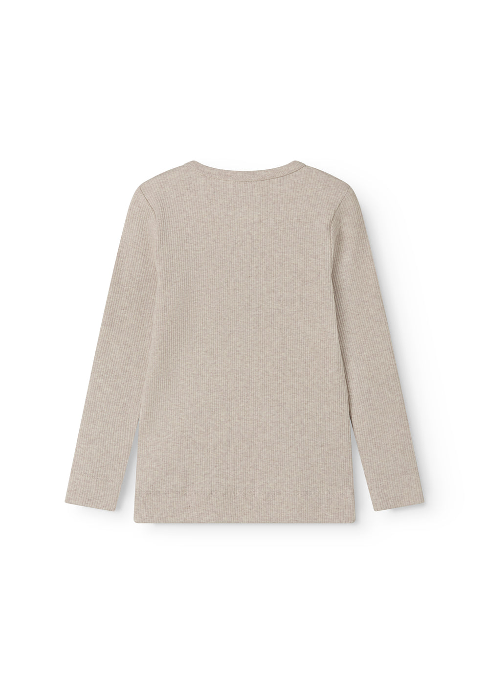 Langærmet beige modal t-shirt til børn med stolpe knaplukning