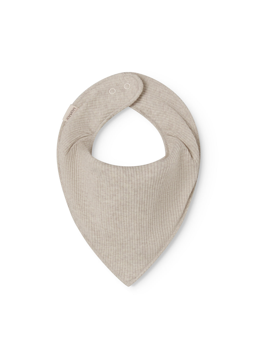 Beige baby salvesmæk som lukkes med trykknap