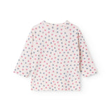 Langærmet bluse til nyfødt baby med slå-om-lukning og blomster print