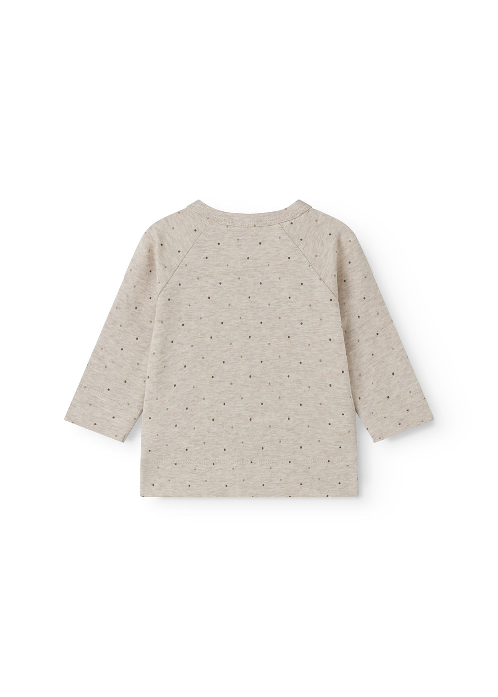 Langærmet beige bluse med print til nyfødte med knaplukning foran