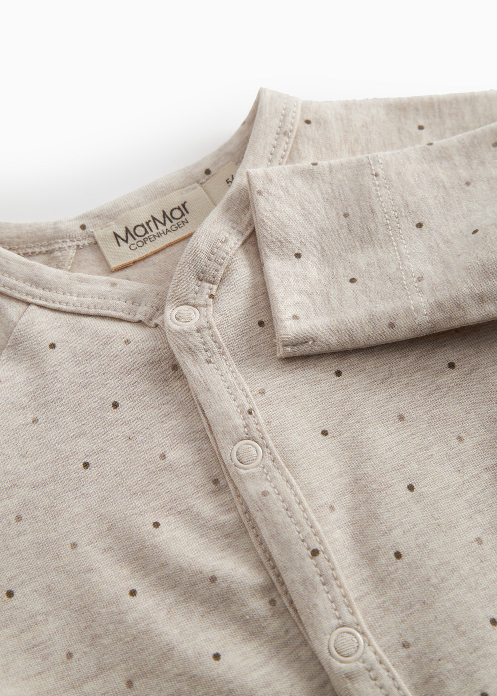 Langærmet beige bluse med print til nyfødte med knaplukning foran