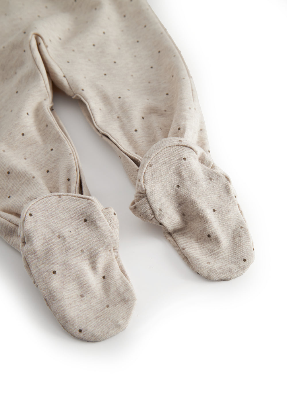 Beige langærmet baby heldragt med fødder