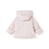 Vatteret jakke til nyfødt og baby med hætte, knaplukning og blomstermønster