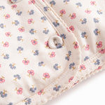 Vatteret jakke til nyfødt og baby med hætte, knaplukning og blomstermønster