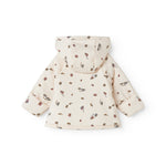 Vatteret jakke til nyfødt og baby med hætte, knaplukning og togmønster