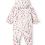 Vatteret heldragt til nyfødt med hætte, knaplukning og blomstermønster