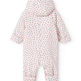 Vatteret heldragt til nyfødt med hætte, knaplukning og blomstermønster