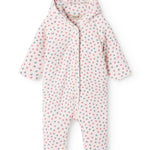 Vatteret heldragt til nyfødt med hætte, knaplukning og blomstermønster