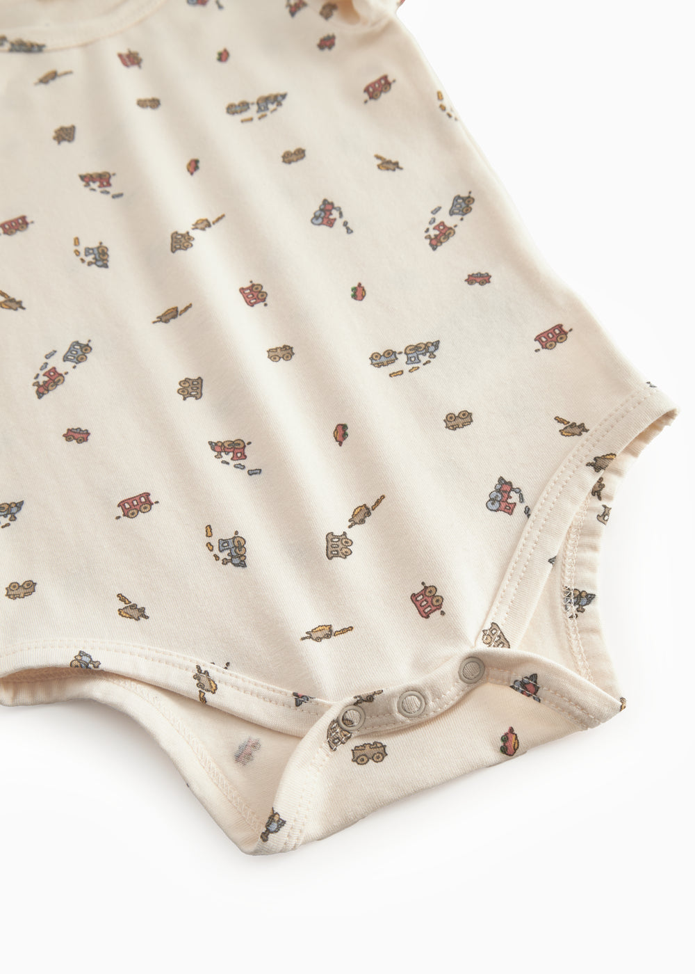 langærmet baby bodystocking med tog print