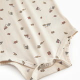 langærmet baby bodystocking med tog print