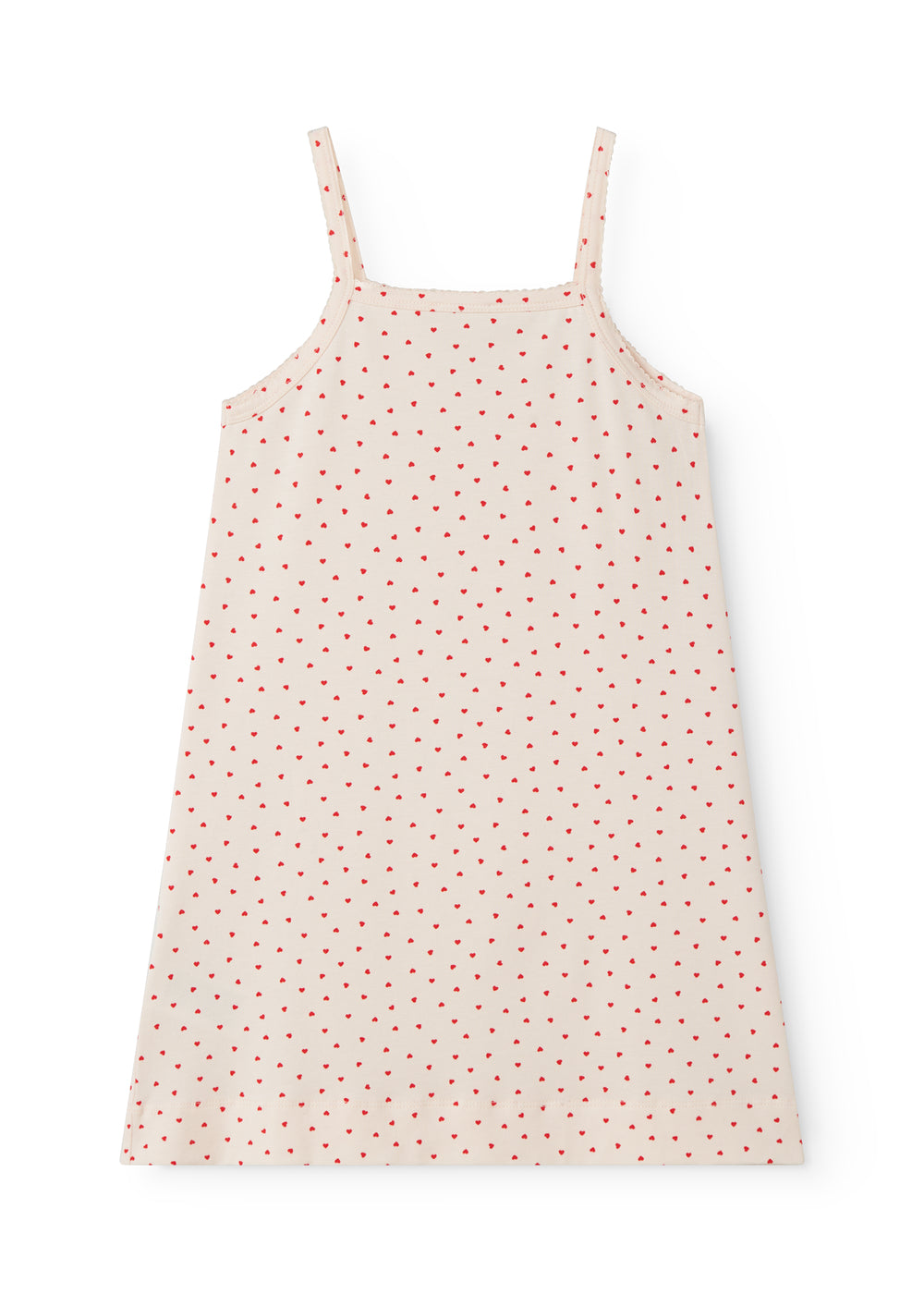 Stropkjole til børn uden ærmer og med et fint hjerte print