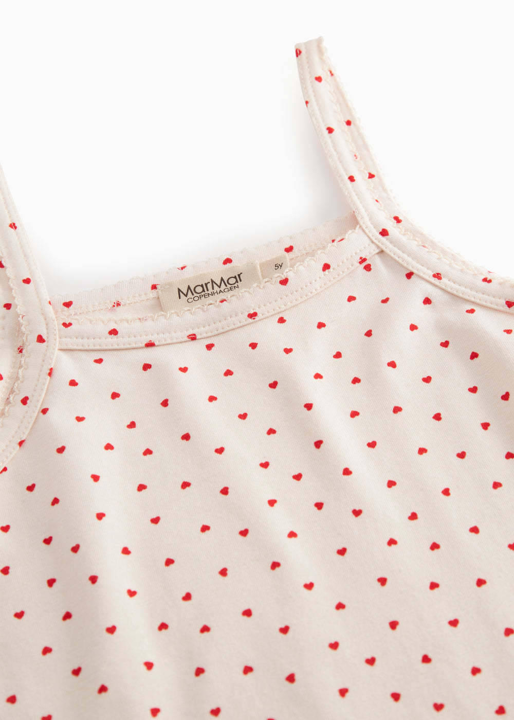 Stropkjole til børn uden ærmer og med et fint hjerte print
