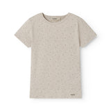 Beige kortærmet t-shirt til børn med et fint print