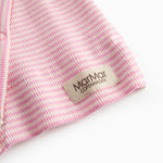 Langærmet slå-om baby bluse med lyserøde striber