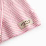 Langærmet slå-om baby bluse med lyserøde striber