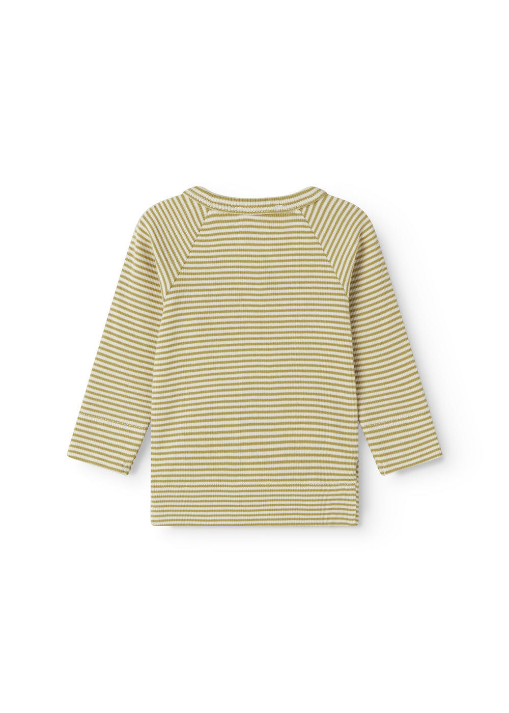 Langærmet slå-om baby bluse med grønne striber