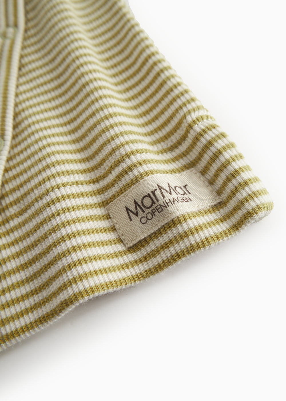 Langærmet slå-om baby bluse med grønne striber