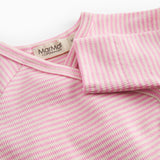 Langærmet baby heldragt med fødder og lyserøde striber