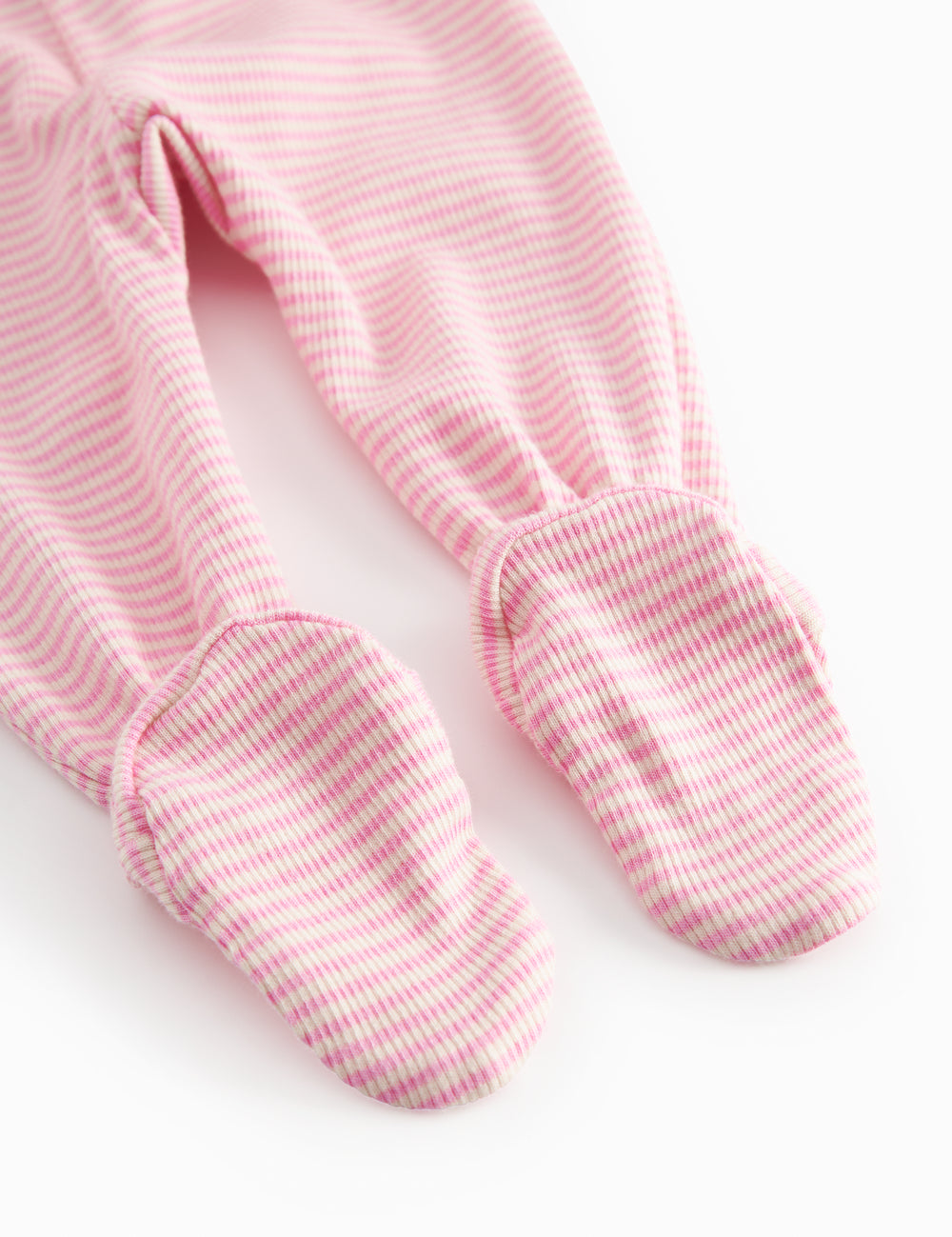 Lyserød stribede bukser med fødder til nyfødt baby