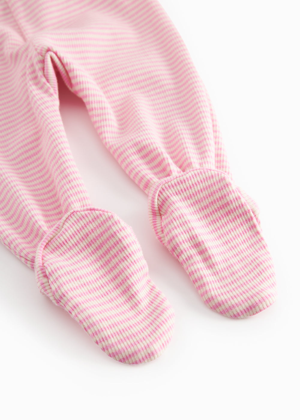 Lyserød stribede bukser med fødder til nyfødt baby