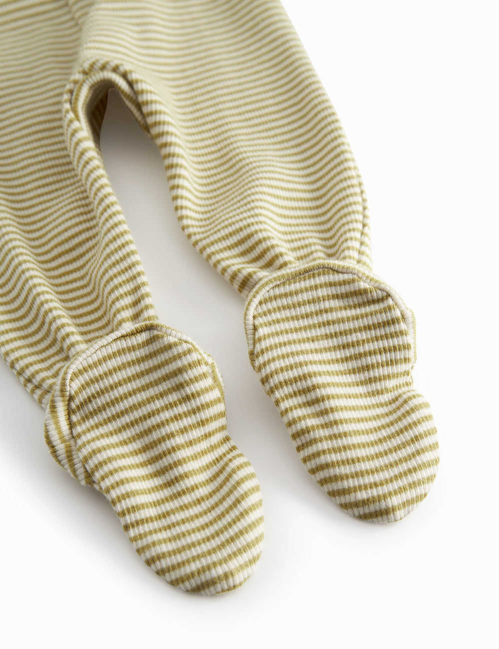 Grønstribede bukser med fødder til nyfødt baby