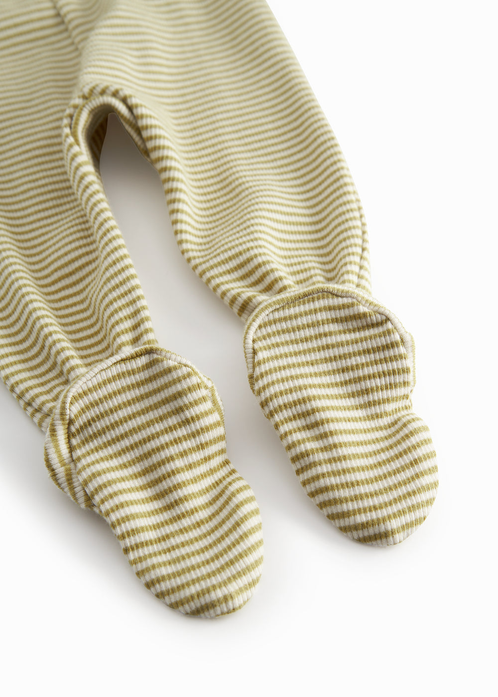 Grønstribede bukser med fødder til nyfødt baby