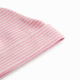 Stribet babyhue i lyserød og hvid rib