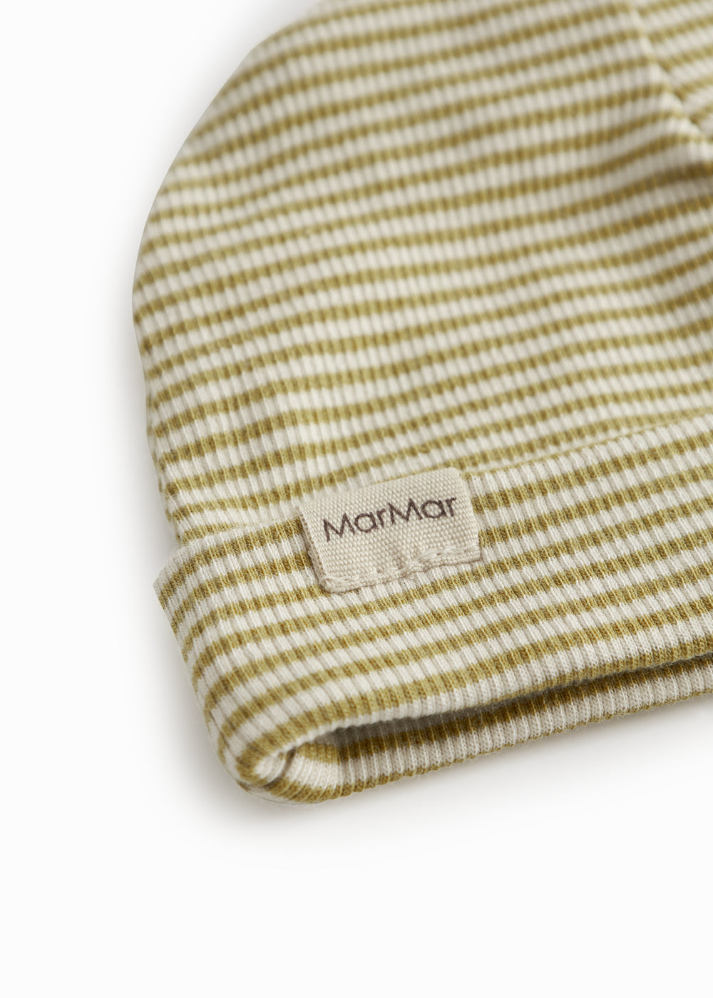 Grøn stribet babyhue i rib