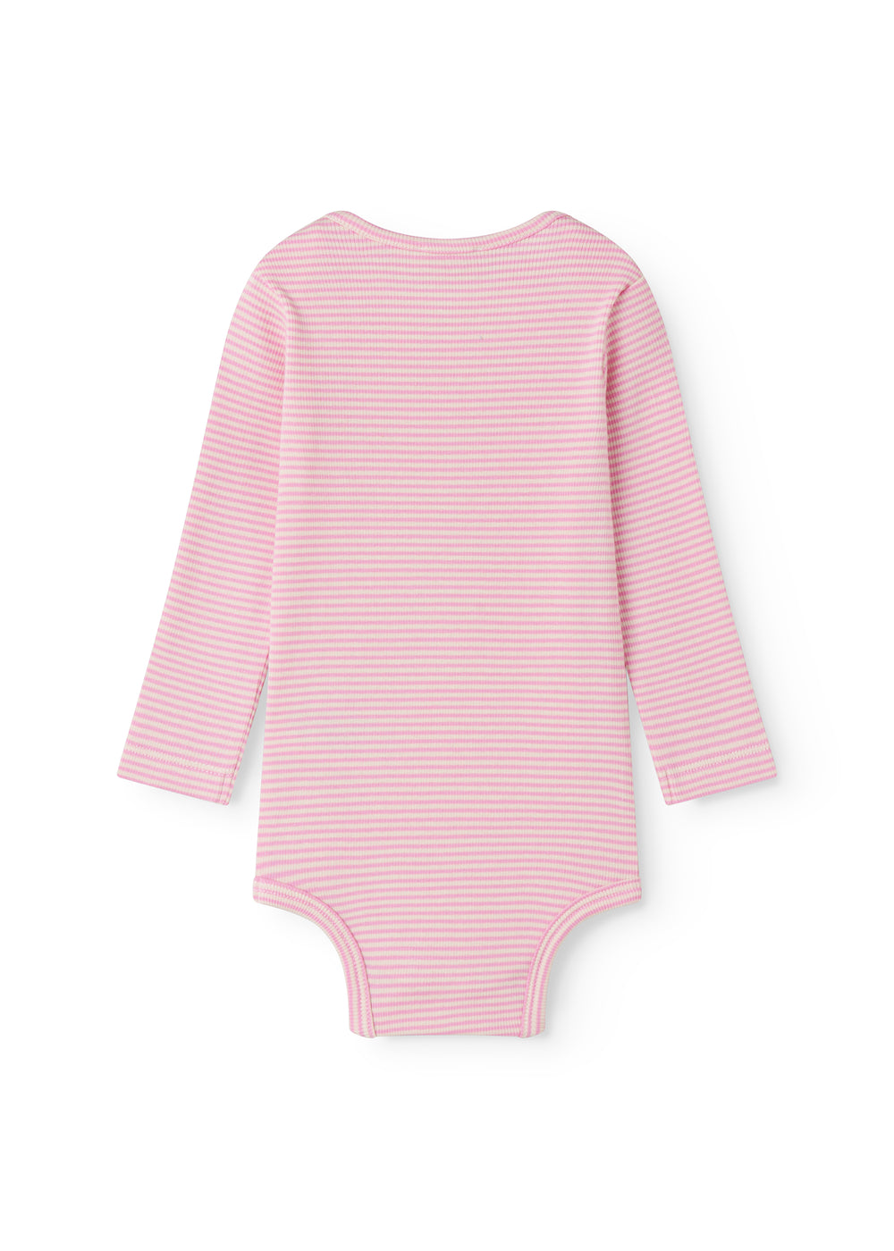 Lyserød stribet body med lange ærmer til baby
