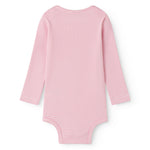 Lyserød stribet body med lange ærmer til baby