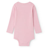 Lyserød stribet body med lange ærmer til baby