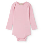 Lyserød stribet body med lange ærmer til baby