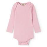Lyserød stribet body med lange ærmer til baby