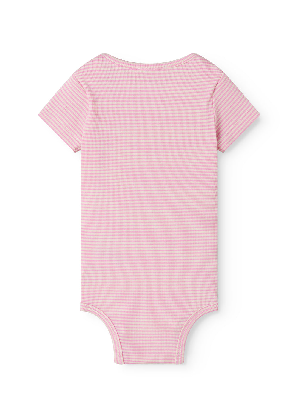 Kortærmet baby bodystocking med lyserøde striber 