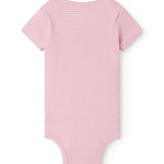 Kortærmet baby bodystocking med lyserøde striber 