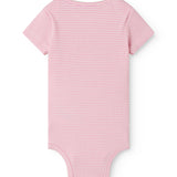 Kortærmet baby bodystocking med lyserøde striber 