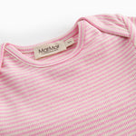 Kortærmet baby bodystocking med lyserøde striber 